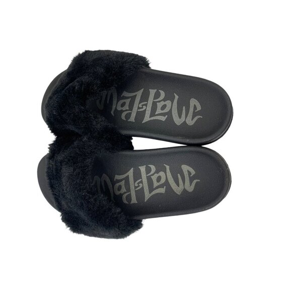 MadPole Women's Black Fuzzy Slides - Picture 3 of 5